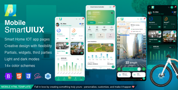 Smart Home Smart IOT Smart devicse, vehicles connect, gardening smart uiux bootstrap mobile HTML templates