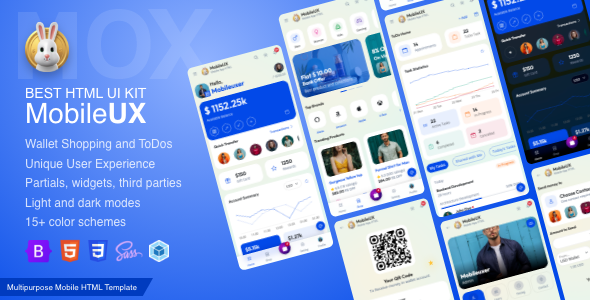 Mobileux multipurpose mobile html template with angular 19 mobile app for ecommerce wallet finance todos appointments booking.