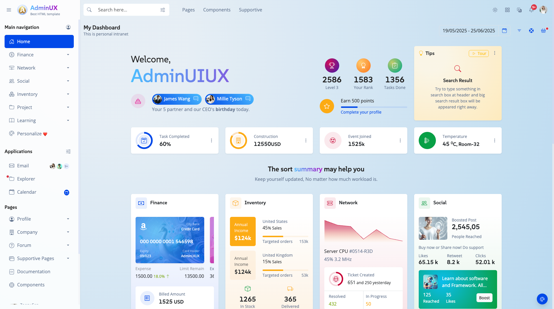 Adminux best admin dashboard html template on themeforest bootstrap 5 themes 1