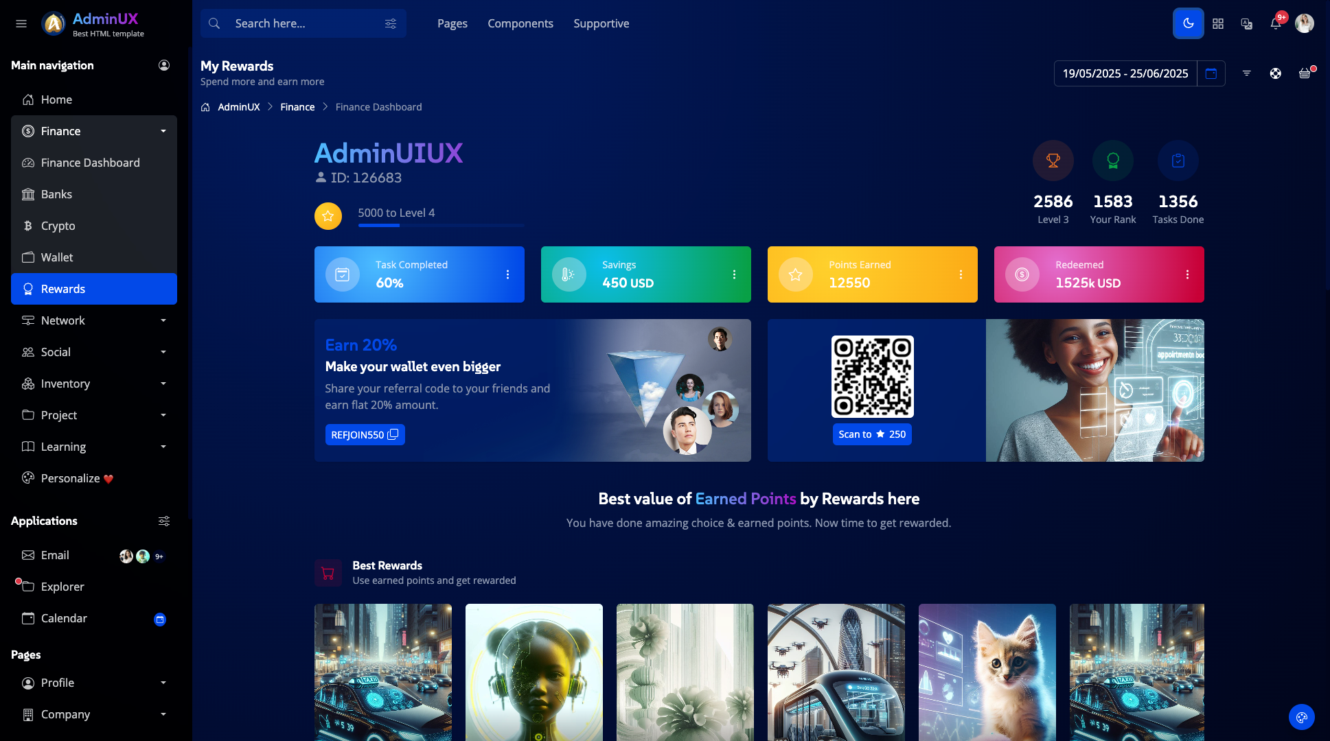 Adminux best admin dashboard html template on themeforest bootstrap 5 themes dark mode layout 6
