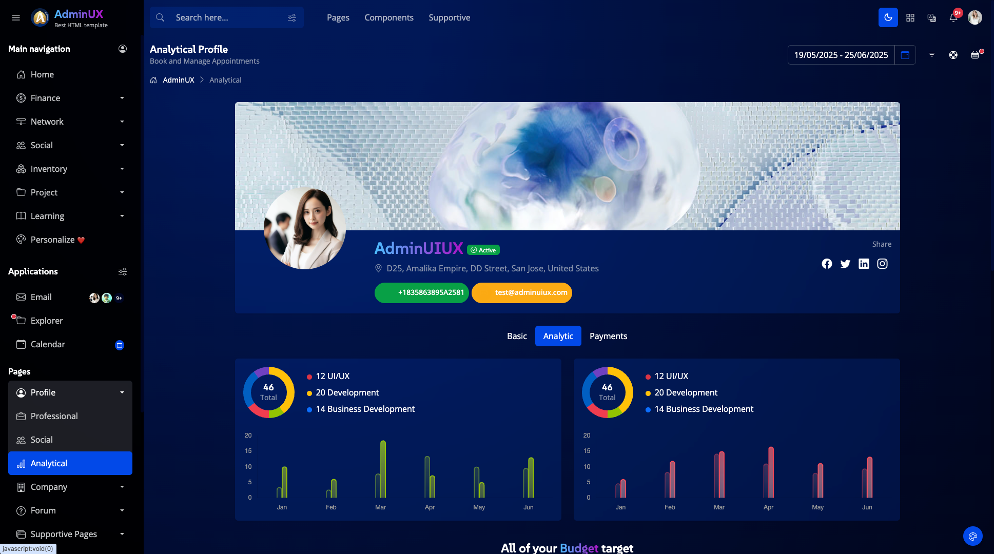Adminux best admin dashboard html template on themeforest bootstrap 5 themes dark mode layout 10