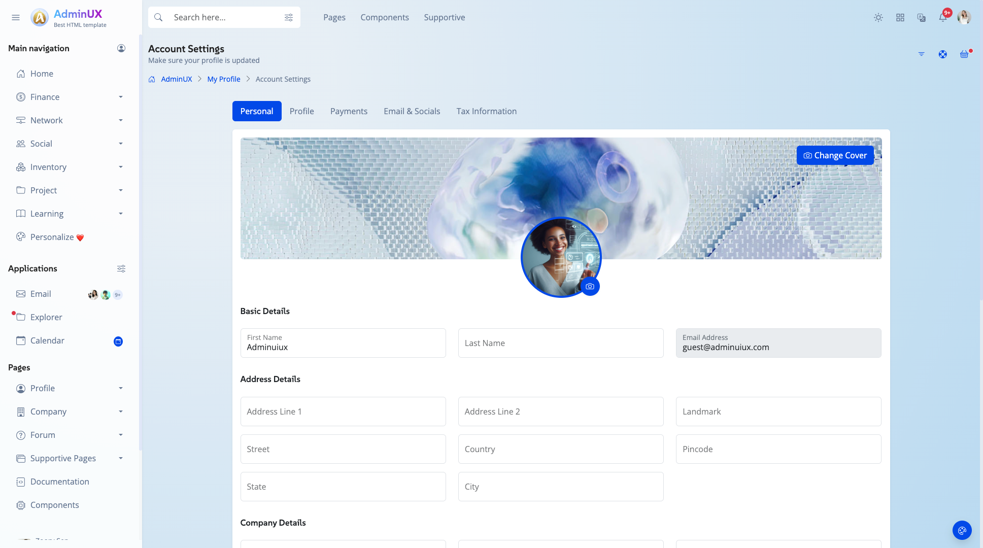 Adminux best admin dashboard html template on themeforest bootstrap 5 themes 10
