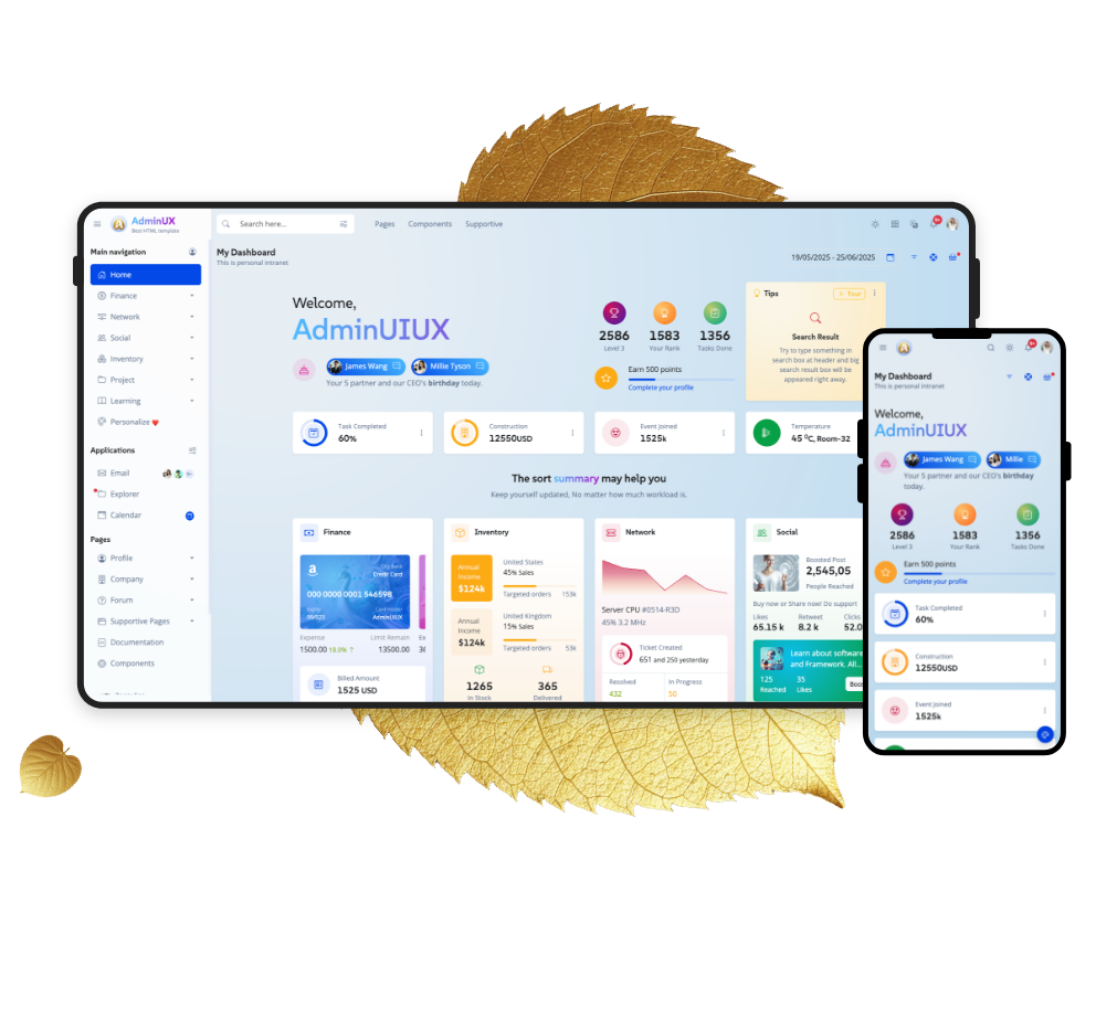 Adminux best admin dashboard html template on themeforest bootstrap 5 themes 24