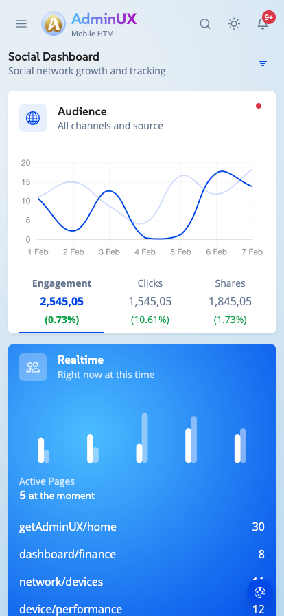 Mobile Adminux best Mobile admin dashboard html template on themeforest bootstrap 5 themes 9
