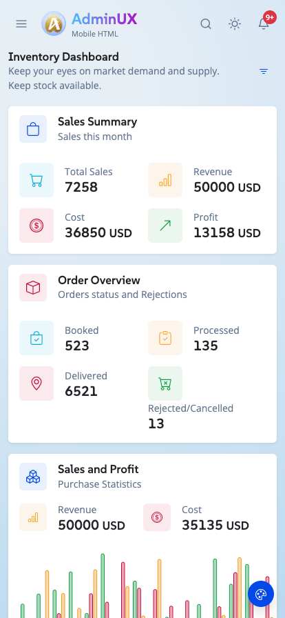 Mobile Adminux best Mobile admin dashboard html template on themeforest bootstrap 5 themes 10