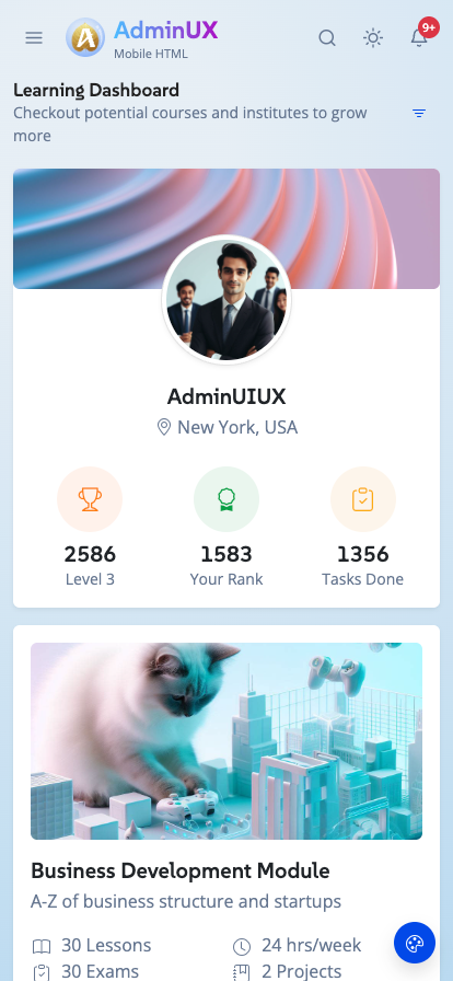 Mobile Adminux best Mobile admin dashboard html template on themeforest bootstrap 5 themes 12