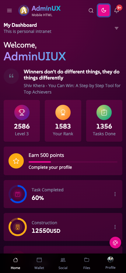 Mobile Adminux best Mobile admin dashboard html template on themeforest bootstrap 5 themes 16
