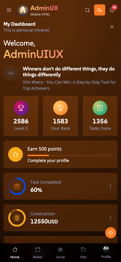 Mobile Adminux best Mobile admin dashboard html template on themeforest bootstrap 5 themes 17