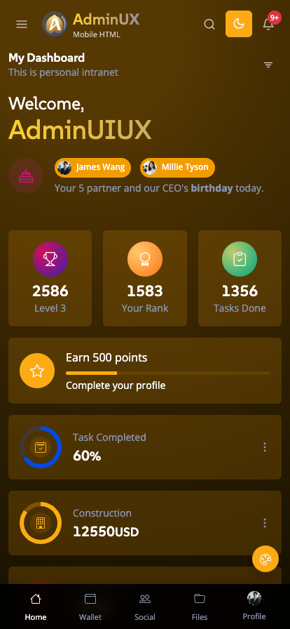Mobile Adminux best Mobile admin dashboard html template on themeforest bootstrap 5 themes 18
