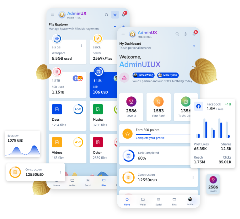 Mobile Adminux best Mobile admin dashboard html template on themeforest bootstrap 5 themes 23