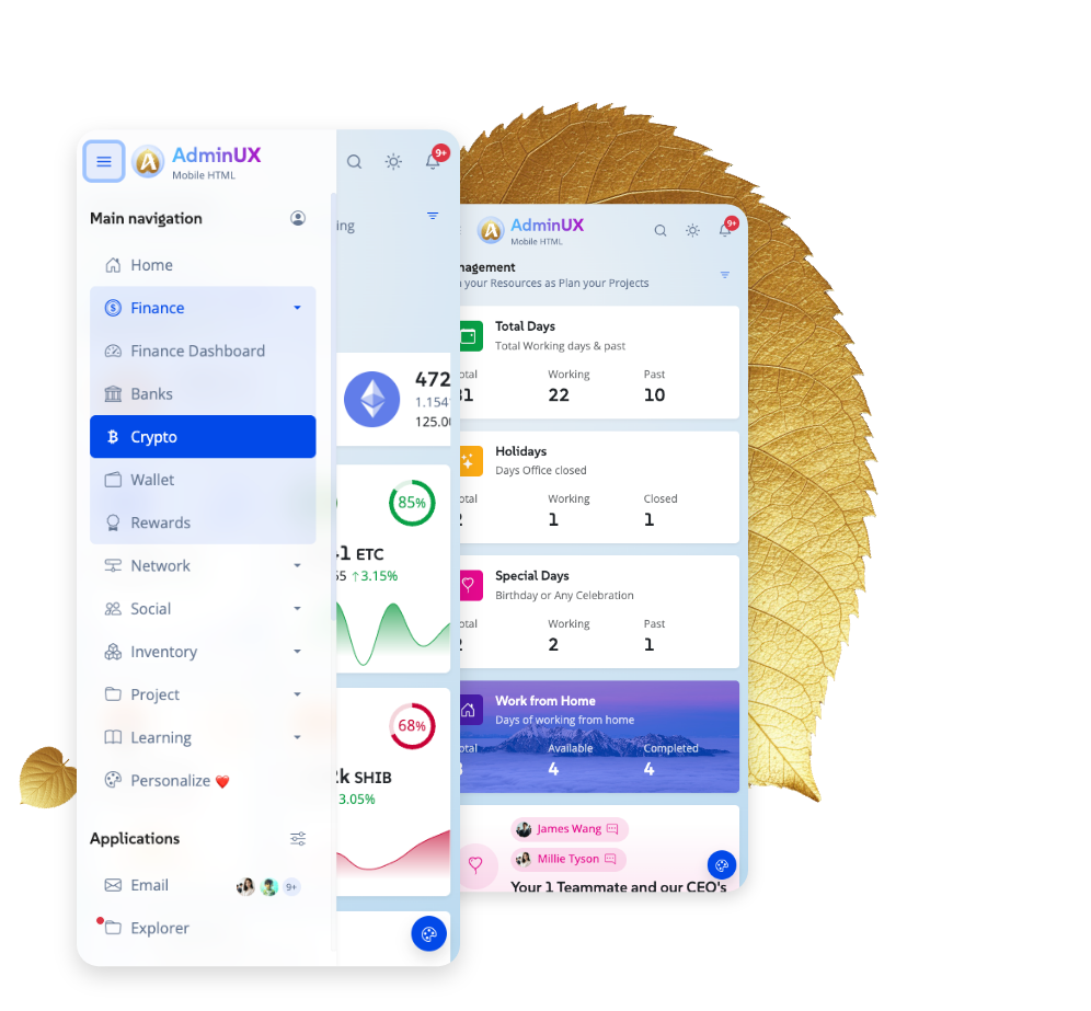 Mobile Adminux best Mobile admin dashboard html template on themeforest bootstrap 5 themes 21