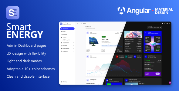 Smart Energy material admin dashboard template UI kit themes materila design app ui, web app, smart home, solar energy, save electricity 1
