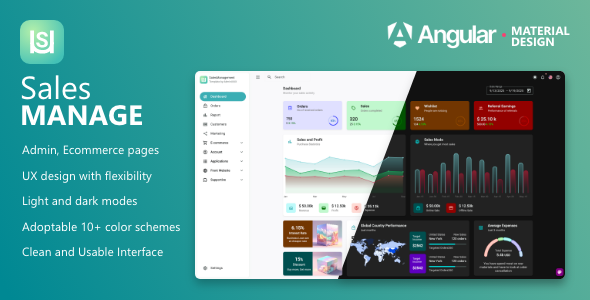 Sales Management Angular material UI template Clear UI Dashboard Saas dashboard template 3