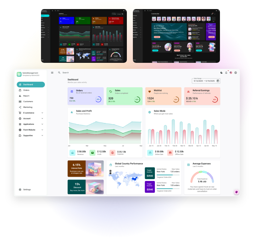 Sales Management Angular material UI template Clear UI Dashboard Saas dashboard template 10