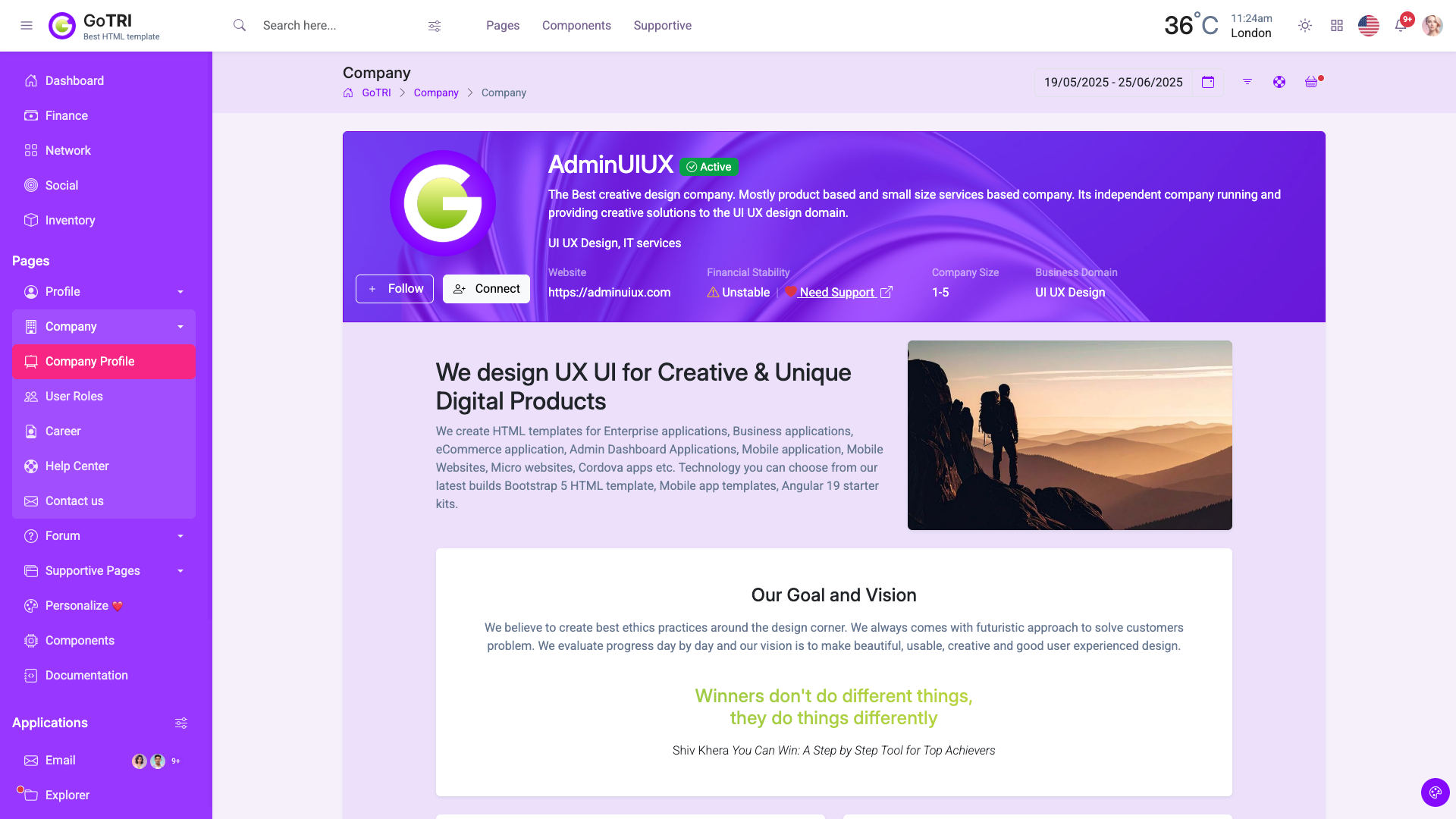 Accelerate Development with Gotri: Get a highly responsive, mobile-first Bootstrap HTML template. Features unique creative dashboard designs, easy SCSS customization, and clean code for any enterprise or app project. 13