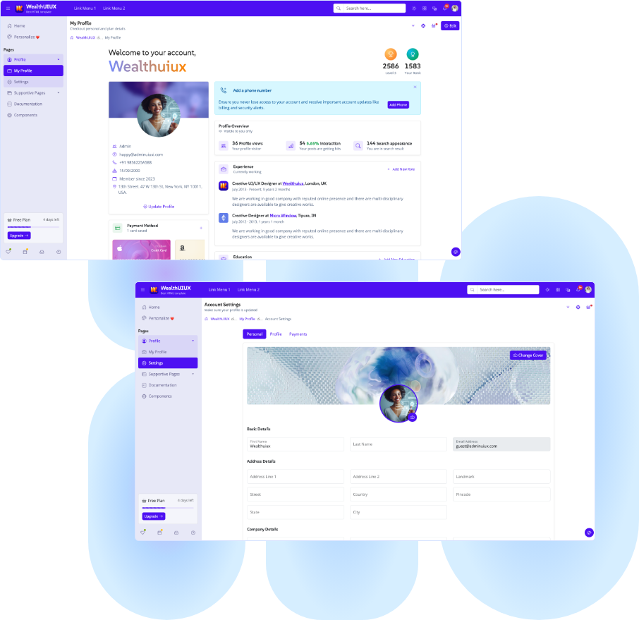 Wealth UI UX FREE Bootstrap Admin Dashboard HTML Template Premium Quality Free to download 4