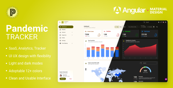 Pandemic Tracker The FREE Angular Material Admin Dashboard Template 1