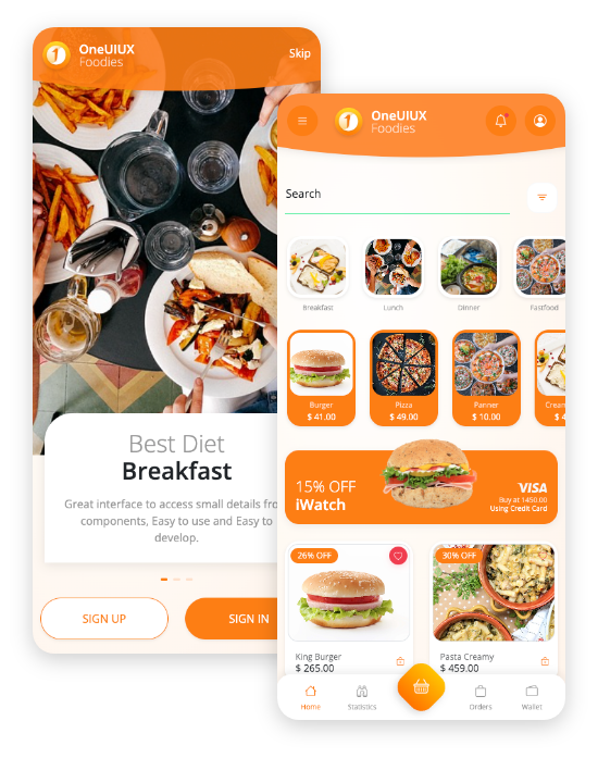 one ui ux multipurpose mobile html template food ecommerce hospital medical shopping wallet finance app 2
