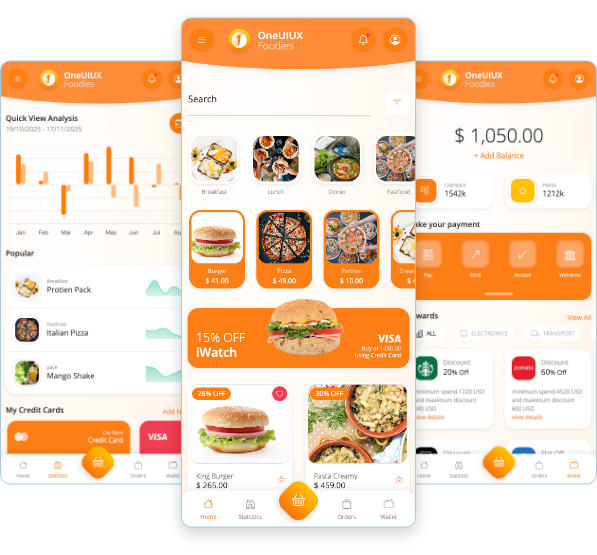 one ui ux multipurpose mobile html template food ecommerce hospital medical shopping wallet finance app 5