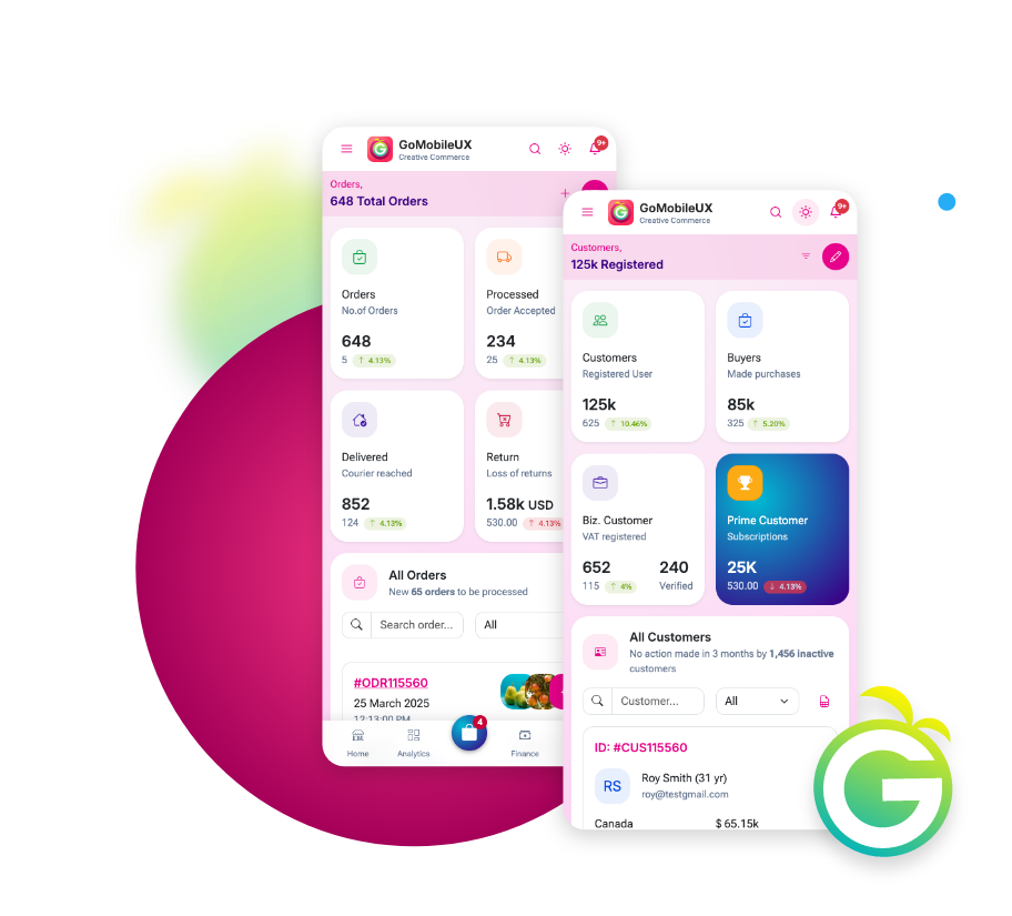 GoMobile Bootstrap 5 mobile-first PWA template home screen design with dark mode 3