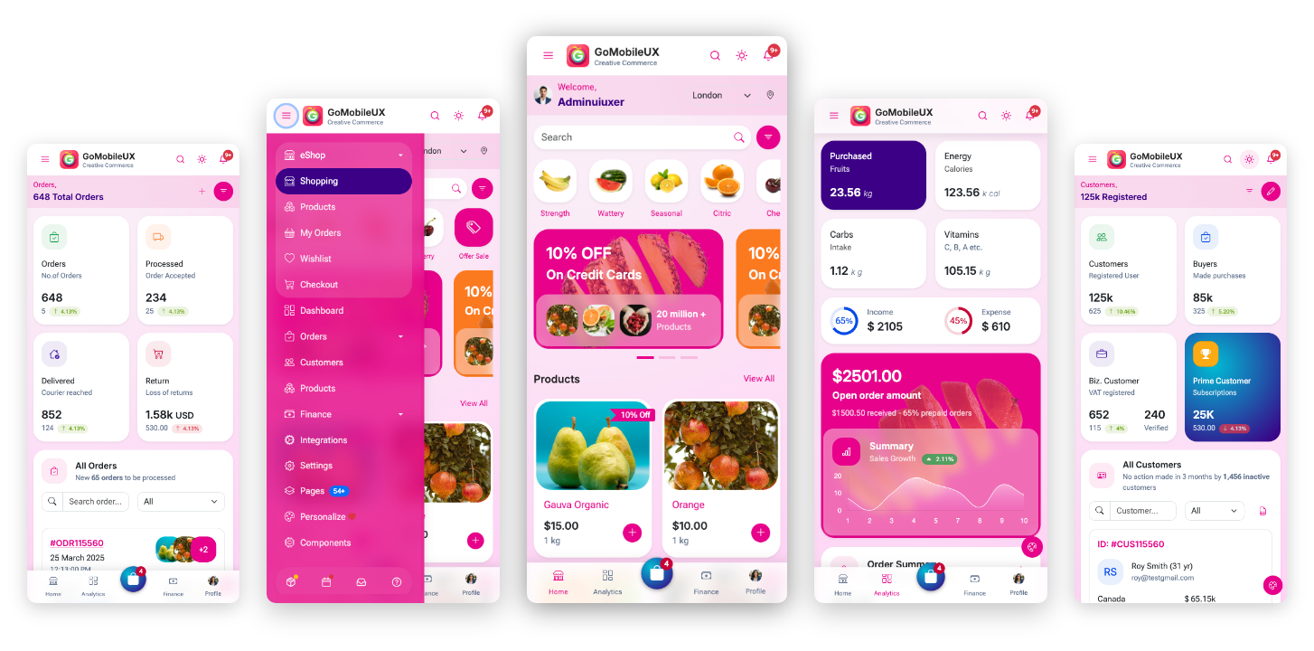 GoMobile Bootstrap 5 mobile-first PWA template home screen design with dark mode 6